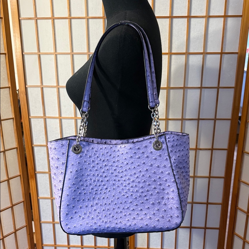 London Fog Lavender Ostrich Bag